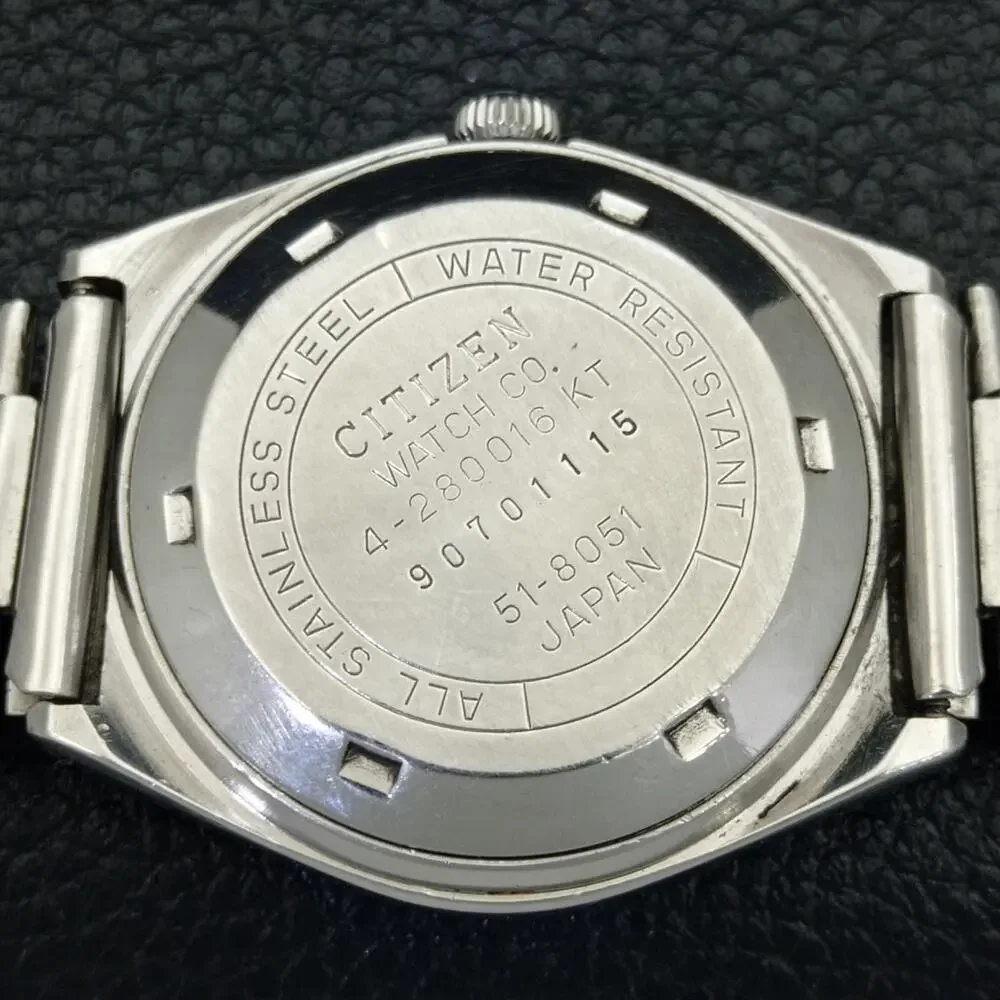 Vintage 1972 Citizen Automatic Mens Silver Watch W/daydate & Blue accents